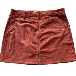 Rust Corduroy Mini Skirt With Front Zipper & Pockets Womens Size 17/33W